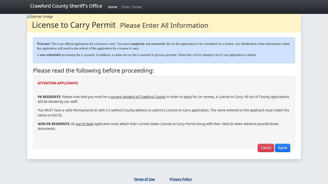 Crawford County Sheriff's Office Online License to Carry Gun Permit Director